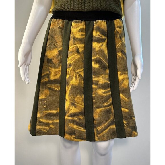 Y2K  EVA GERMAIN PARIS Unique Pattern black elastic High Waisted Skirt France - Picture 1 of 16